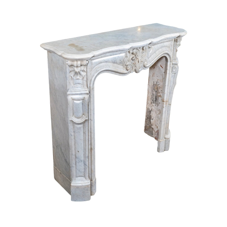 Antique Italian White Carrara Marble Mantel