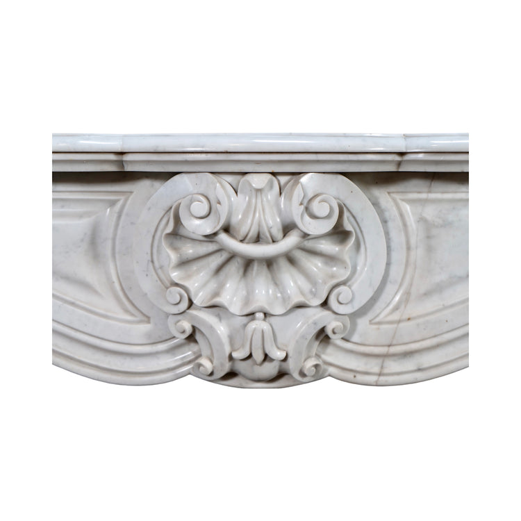 Antique French White Veined Carrara Marble Mantel