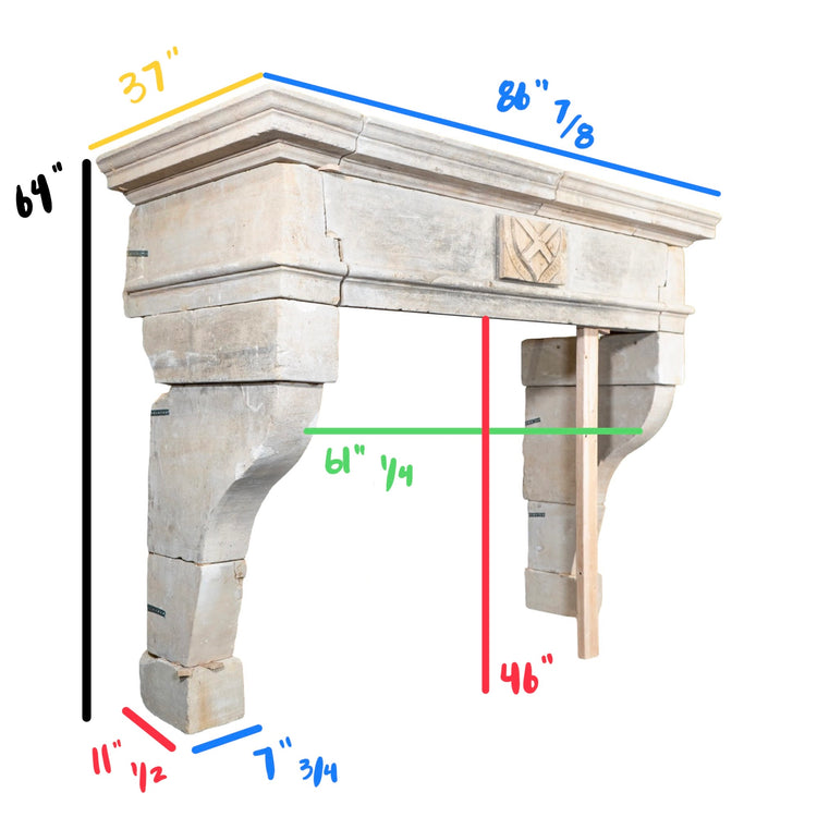 Antique French Limestone Mantel (M-TFGM)