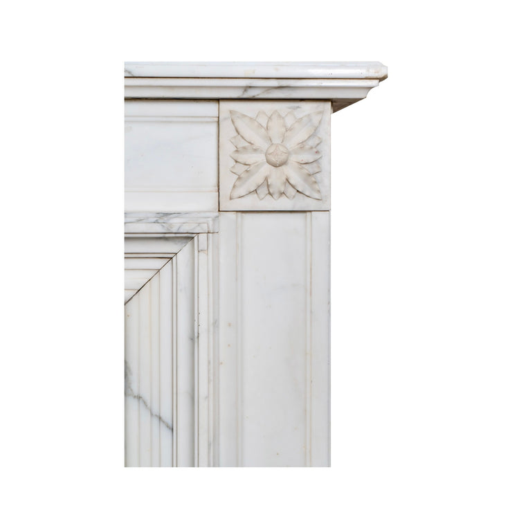 Antique French White Veined Carrara Marble Mantel