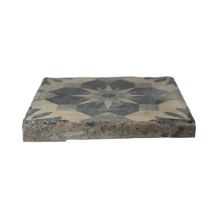 Reclaimed French Encaustic Geometric Concrete Tile