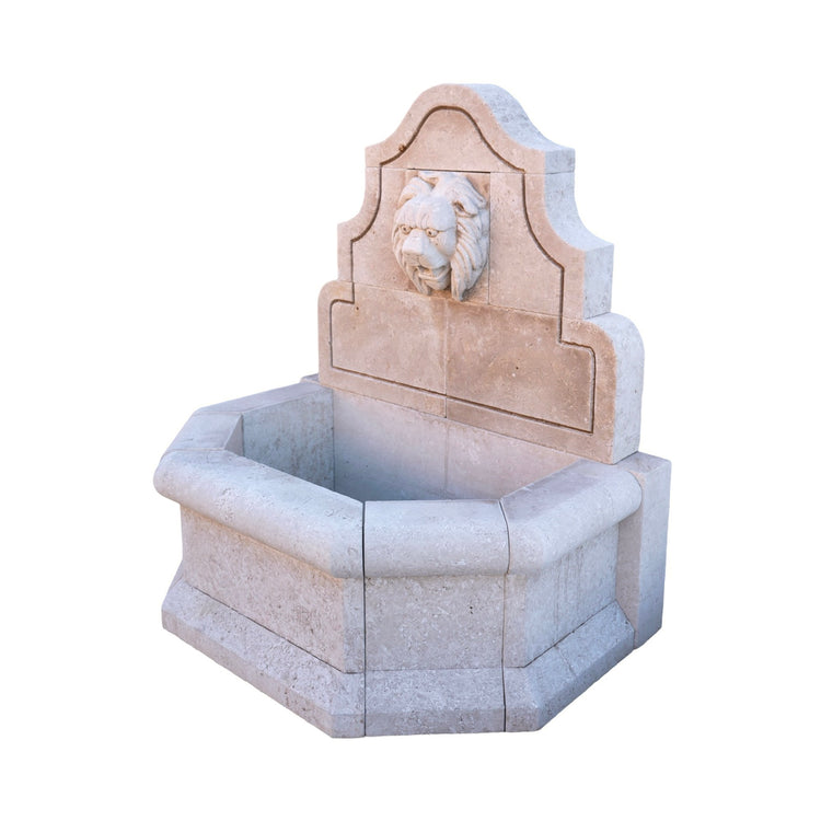 Contemporary French Limestone Lion Wall Fountain (FO100)