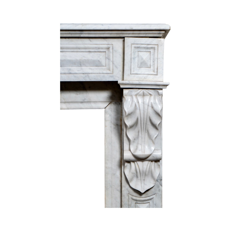 Antique French White Veined Carrara Marble Mantel (M-METQ)