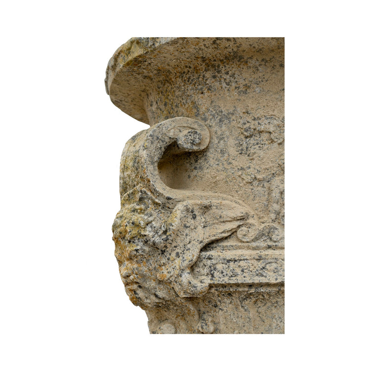 Contemporary French Reconstituted Stone Urn with Base (V-TFGD)