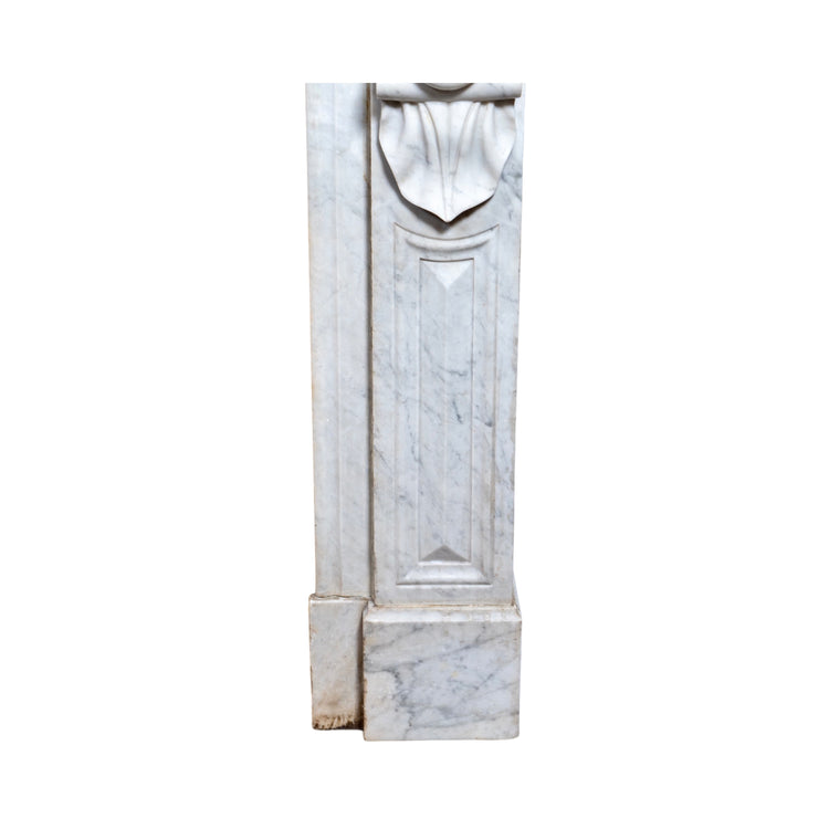 Antique French White Veined Carrara Marble Mantel (M-METQ)