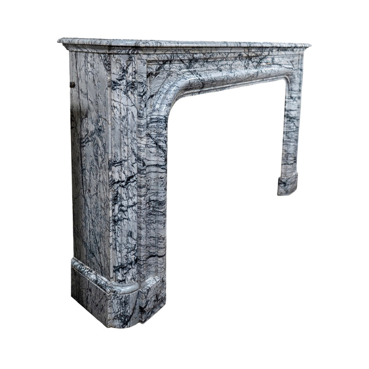 Antique French Bleu Fleuri Marble Mantel