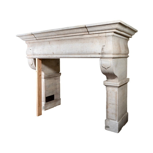 Antique French Limestone Mantel (M-FQCW)