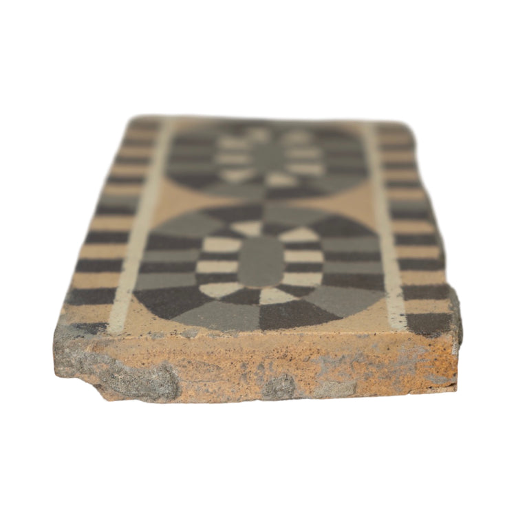 Reclaimed French Encaustic Geometric Concrete Border Tile