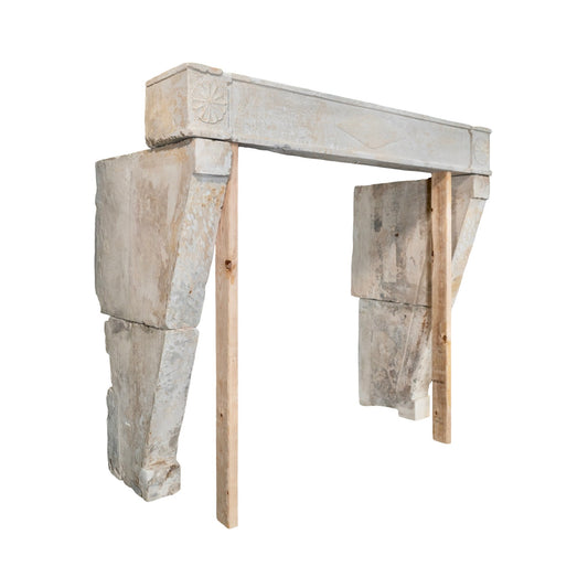Antique French Limestone Mantel (M-ETPW)