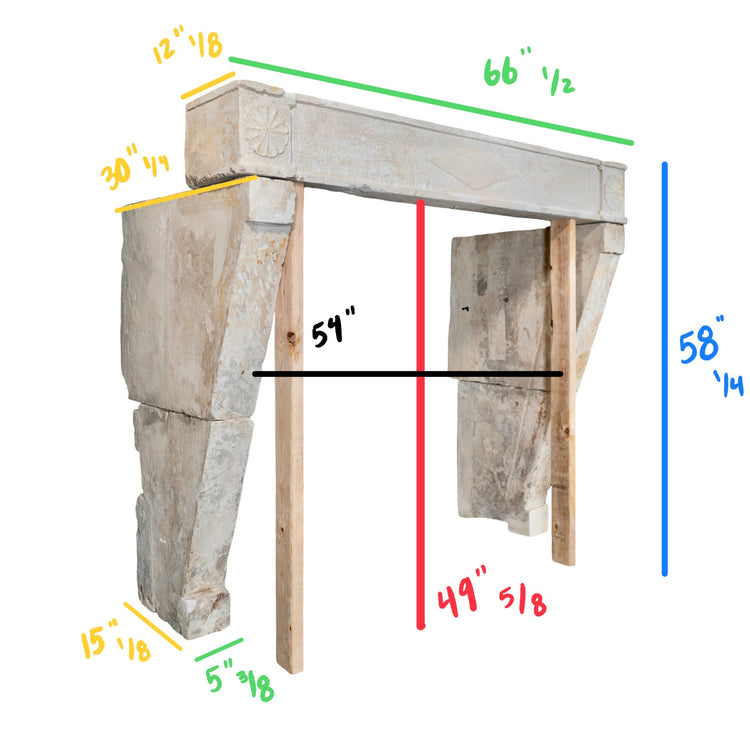 Antique French Limestone Mantel (M-ETPW)
