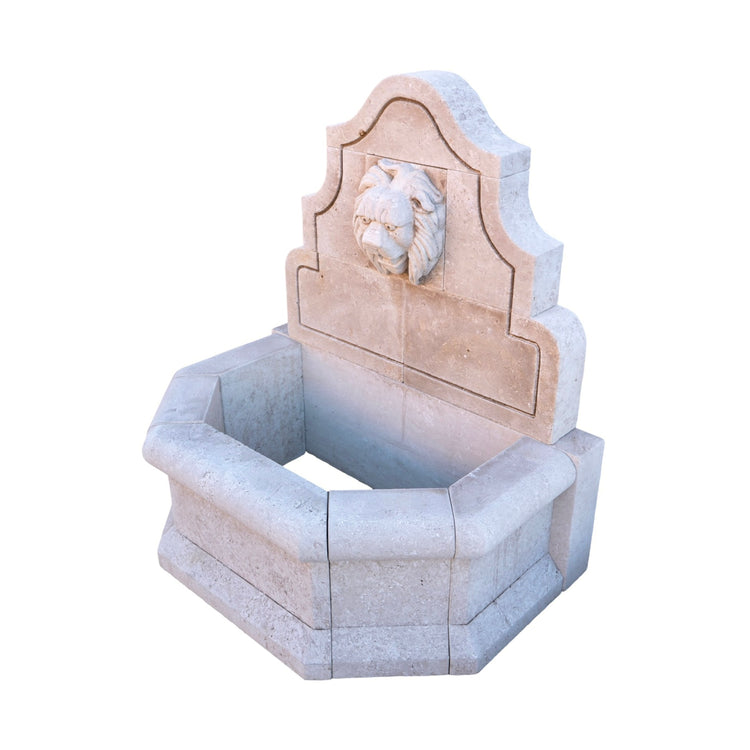 Contemporary French Limestone Lion Wall Fountain (FO100)