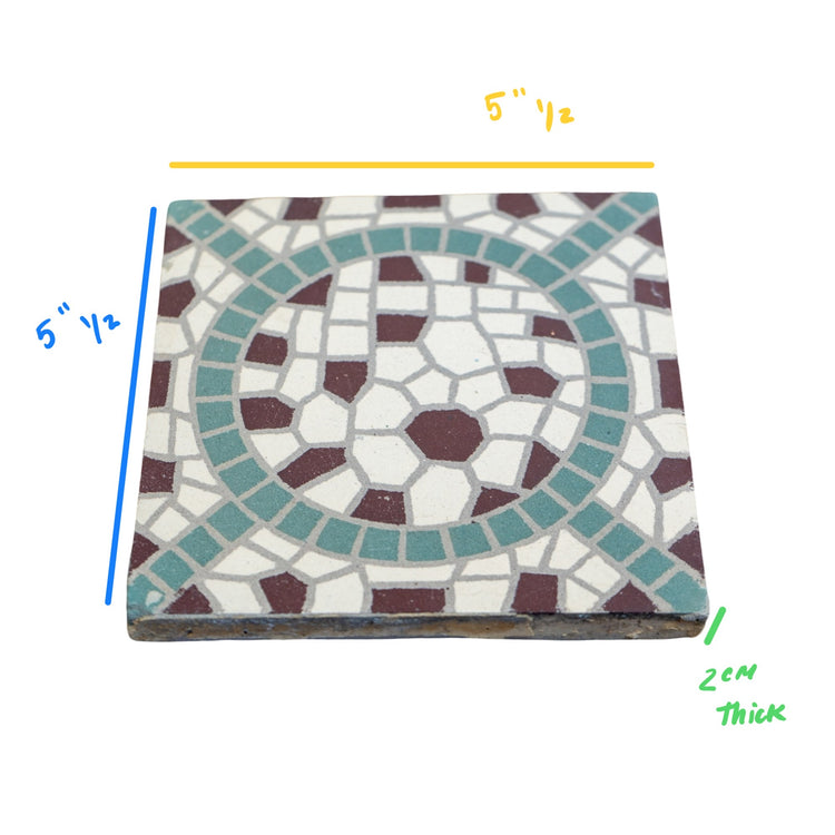 Reclaimed French Encaustic Concrete Square Tile (ET-WRLD)