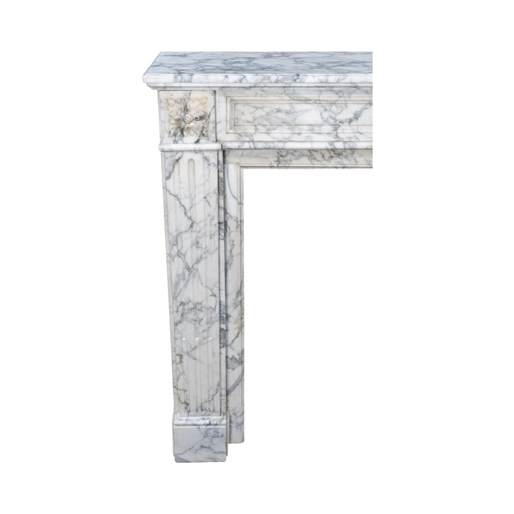 Antique French White Carrara Marble Mantel