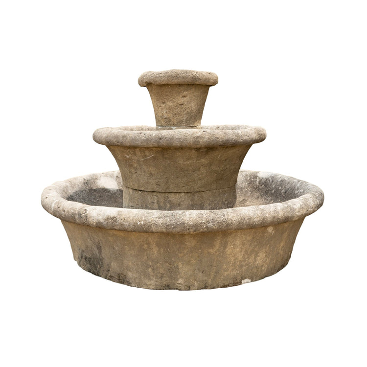 Antique French Central Cascading Limestone Fountain