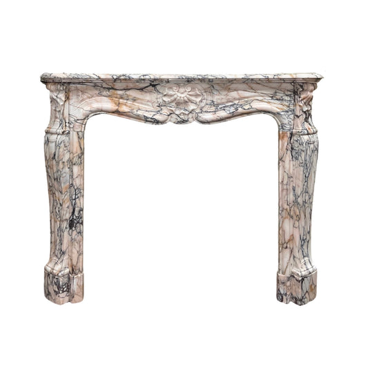 Antique French Louis XVI White Marble Mantel (M-XVJQ)