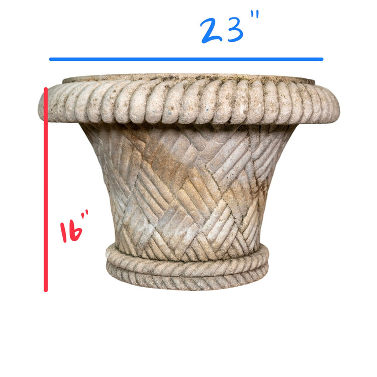 French Limestone Woven Planter