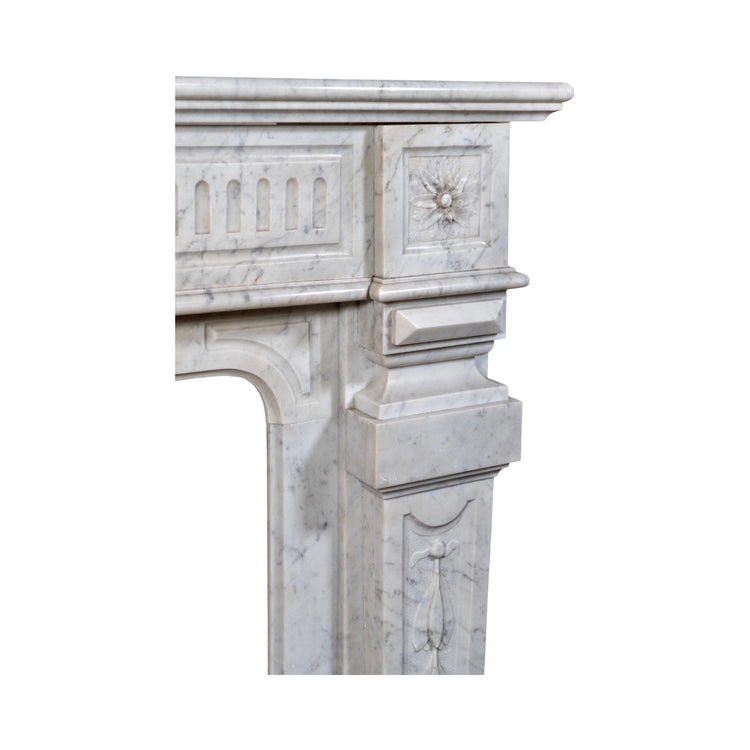 Antique French White Carrara Marble Mantel (M-EVLC)