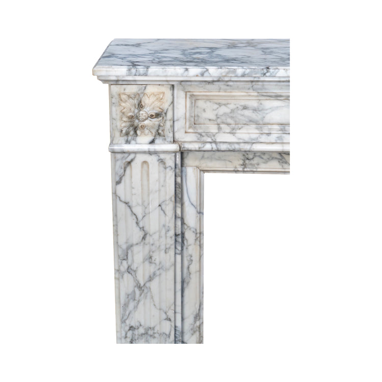 Antique French White Carrara Marble Mantel