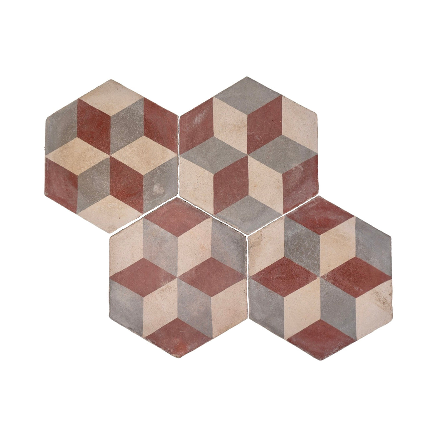 Reclaimed French Encaustic Hexagonal Geometric Concrete Tile (ET-FL8333)