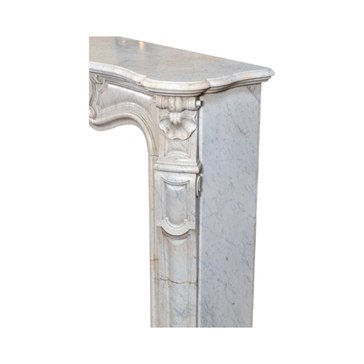 Antique Italian White Carrara Marble Mantel