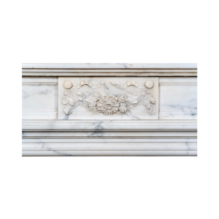 Antique French White Veined Carrara Marble Mantel