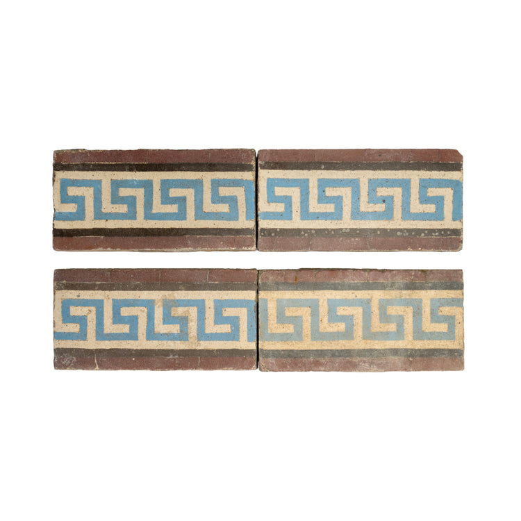 Reclaimed French Encaustic Decorative Greek Key Concrete Border Tile