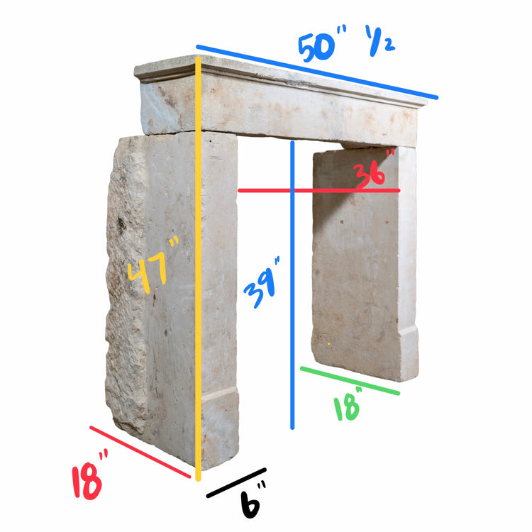 Antique French Limestone Farmhouse Mantel