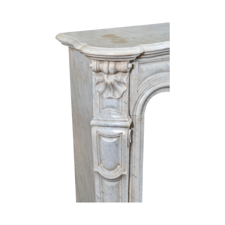 Antique Italian White Carrara Marble Mantel