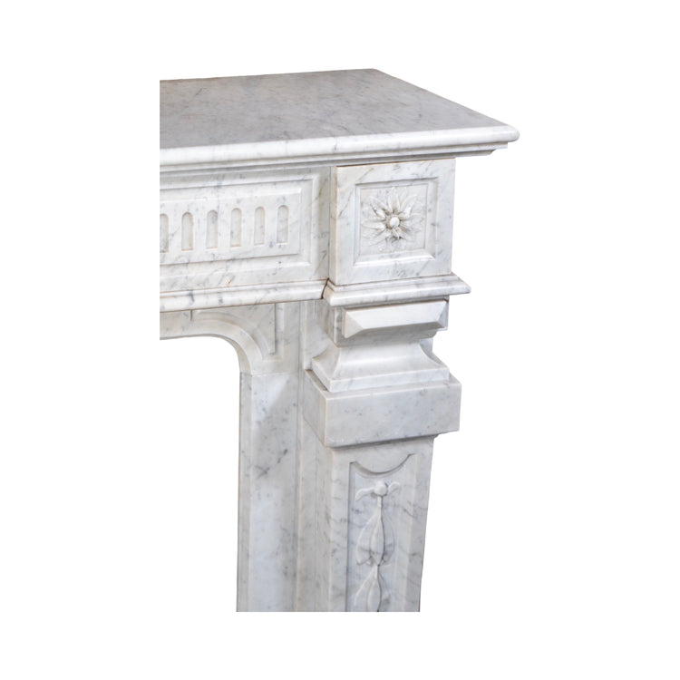 Antique French White Carrara Marble Mantel (M-EVLC)