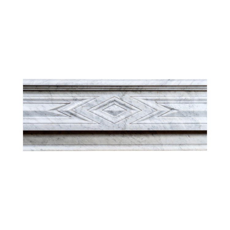 Antique French White Veined Carrara Marble Mantel (M-METQ)