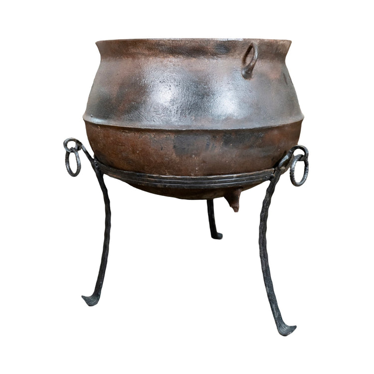 Pair of Antique French Cast Iron Cauldron Planters