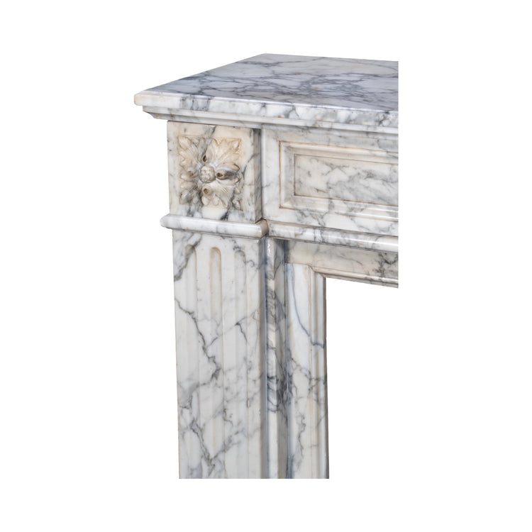 Antique French White Carrara Marble Mantel