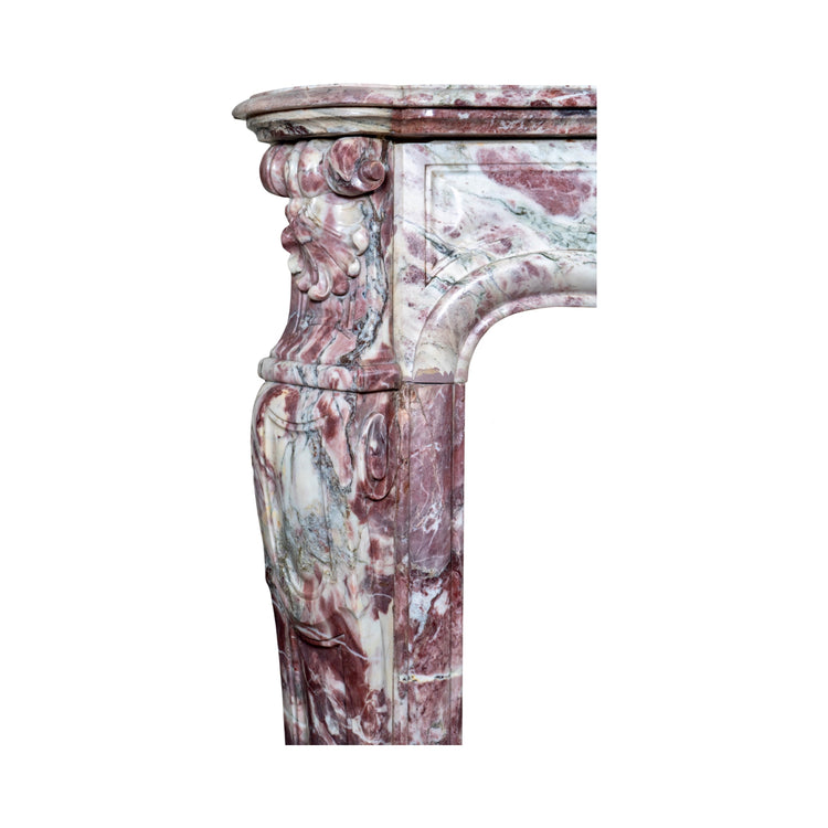 Antique French Fleur de Pêcher Marble Mantel