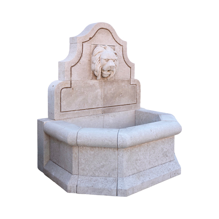 Contemporary French Limestone Lion Wall Fountain (FO100)