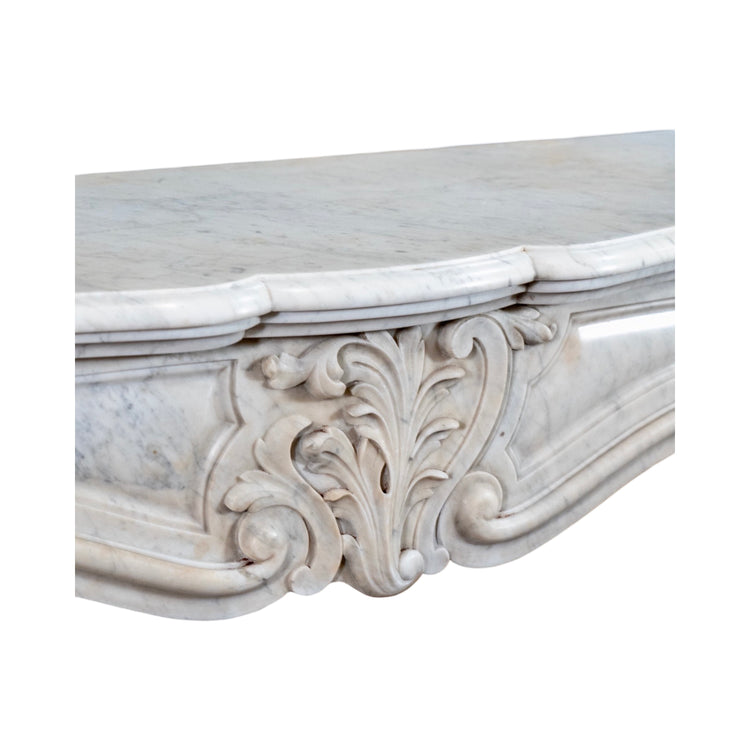 Antique Italian White Carrara Marble Mantel