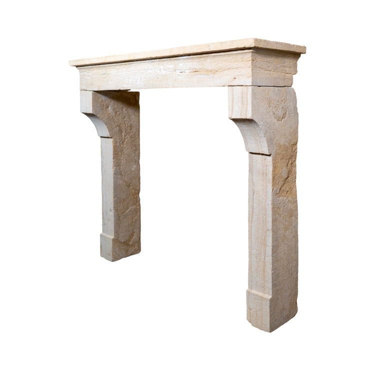 Antique French Limestone Farmhouse Mantel