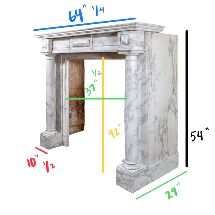 Antique French Arabescato Marble Mantel