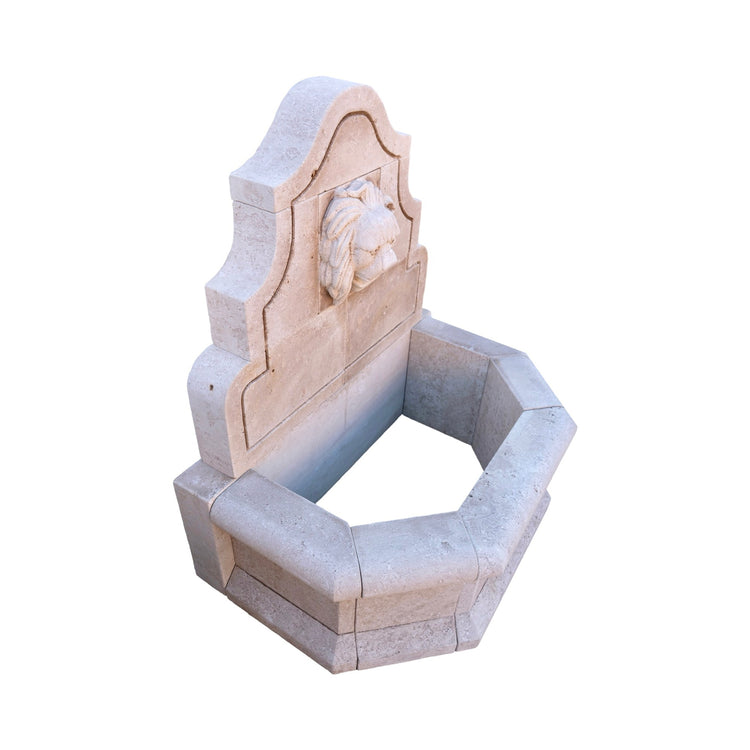 Contemporary French Limestone Lion Wall Fountain (FO100)