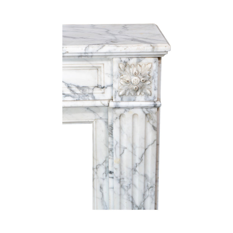 Antique French White Carrara Marble Mantel