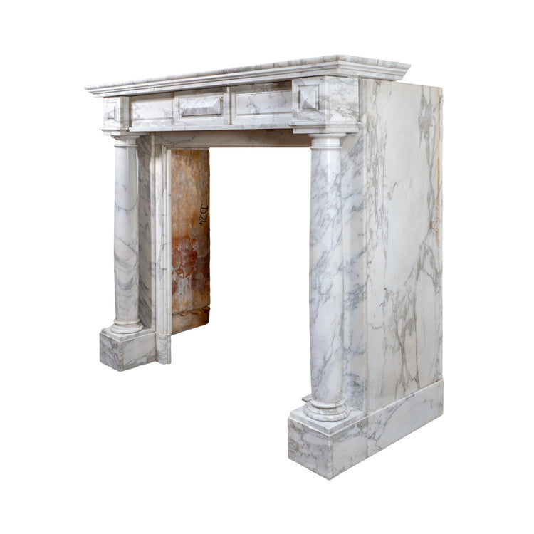 Antique French Arabescato Marble Mantel