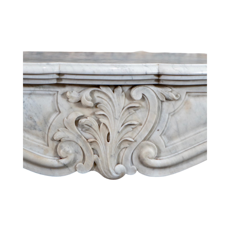 Antique Italian White Carrara Marble Mantel