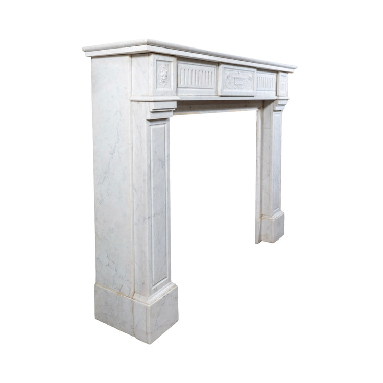 Antique French White Carrara Marble Mantel (M-LUTC)