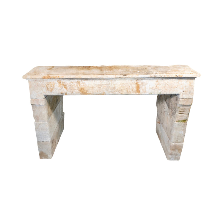 Antique French Limestone Farmhouse Mantel