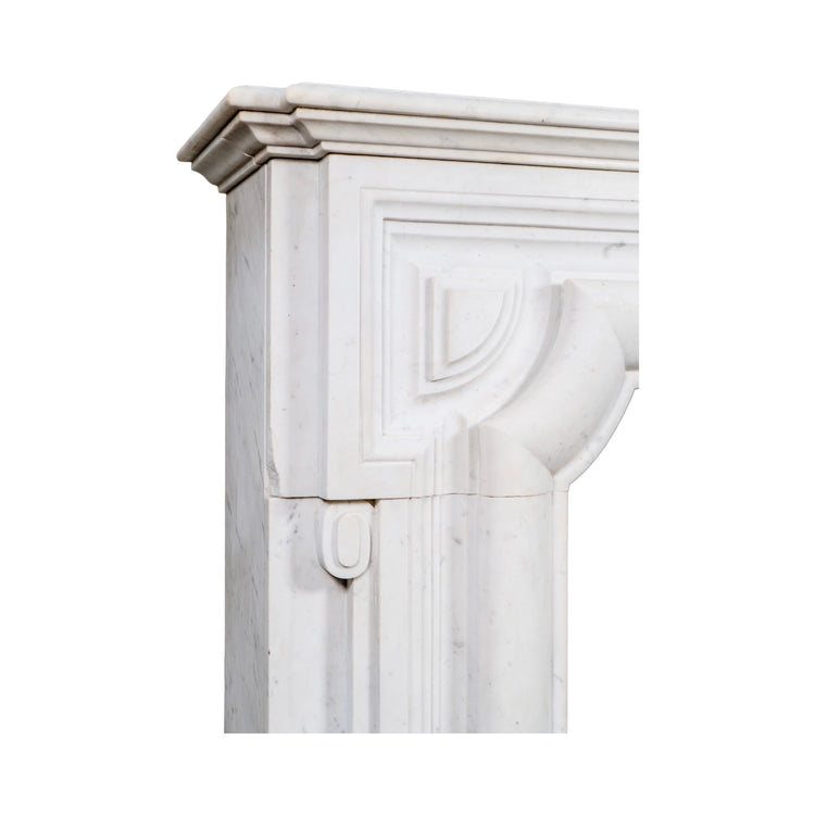 Antique French White Carrara Marble Mantel (M-AHYF)