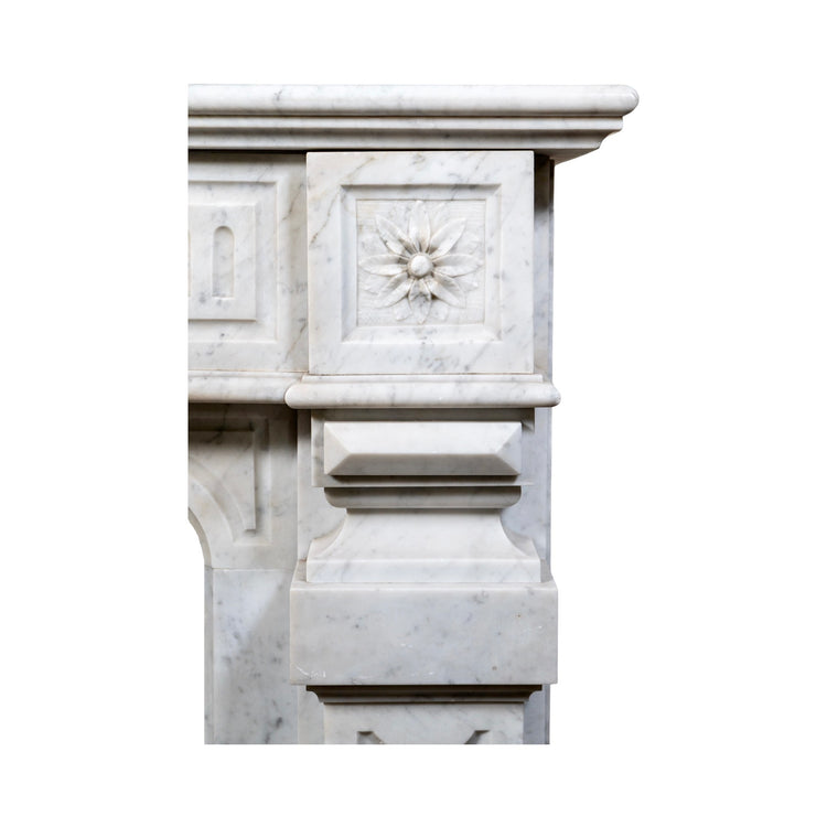 Antique French White Carrara Marble Mantel (M-EVLC)