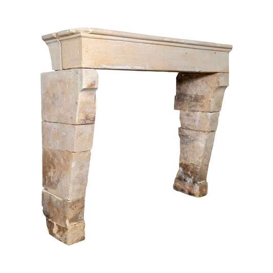 Antique French Limestone Farmhouse Mantel (M-WRXK)