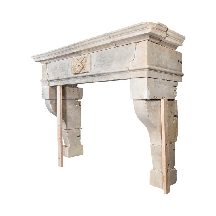 Antique French Limestone Mantel (M-TFGM)