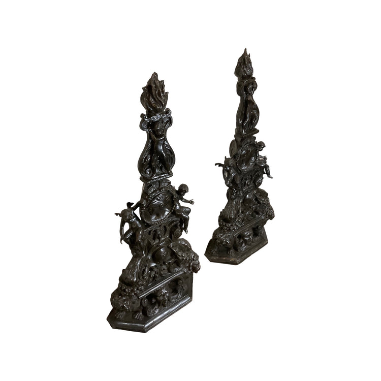 Pair of French Bronze Andiron Chenets