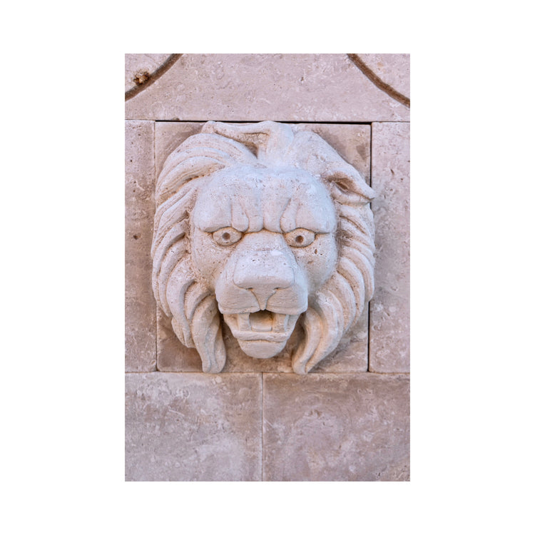 Contemporary French Limestone Lion Wall Fountain (FO100)