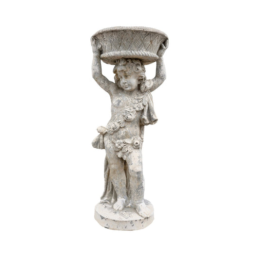 Contemporary French Limestone Putti Sculpture Planter (GE-CUMS)